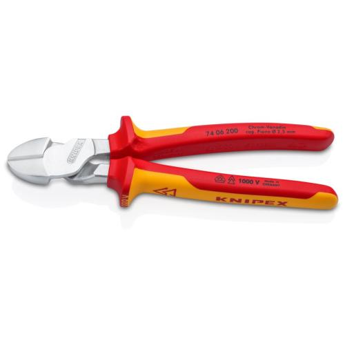 Knipex High Leverage Diagonal Cutter Insulated Multi-comp. Grips VDE Chrome-plated 180mm 74 06 180
